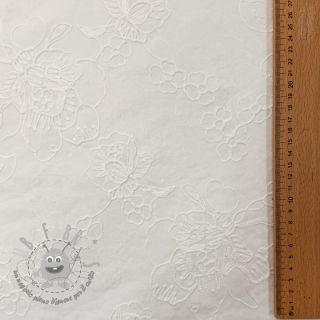Tessuto di cotone VOILE EMBROIDERY Flowers white