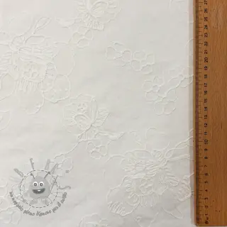 Tessuto di cotone VOILE EMBROIDERY Flowers white