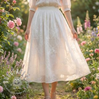 Tessuto di cotone VOILE EMBROIDERY Flowers white
