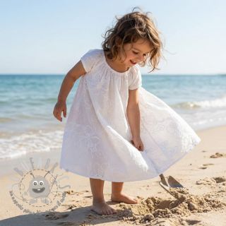 Tessuto di cotone VOILE EMBROIDERY Flowers white