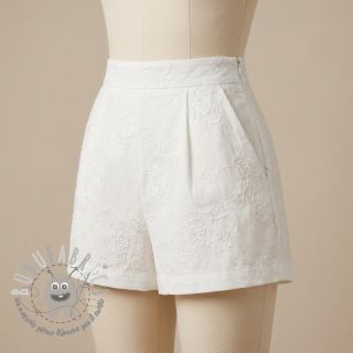 Tessuto di cotone VOILE EMBROIDERY Flowers white