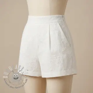 Tessuto di cotone VOILE EMBROIDERY Flowers white