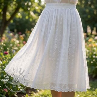 Tessuto di cotone EMBROIDERY TWO-SIDE SCALLOP Neo white