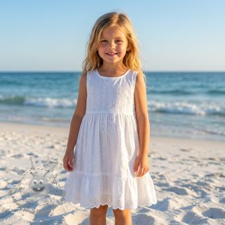 Tessuto di cotone EMBROIDERY TWO-SIDE SCALLOP Neo white