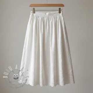 Tessuto di cotone EMBROIDERY TWO-SIDE SCALLOP Simi white
