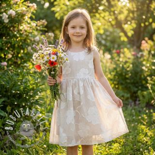 Tessuto di cotone YARN DYED Stripes JACQUARD Flowers sand
