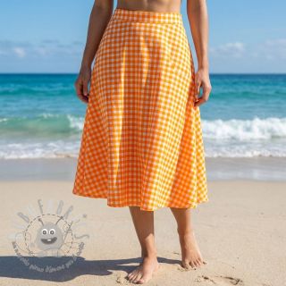 Tessuto di cotone YARN DYED NEON SMALL Checks orange