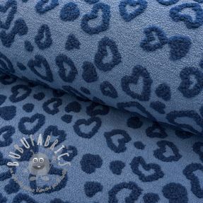 Tessuto per cappotti TEDDY Hearts jeans