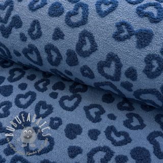 Tessuto per cappotti TEDDY Hearts jeans