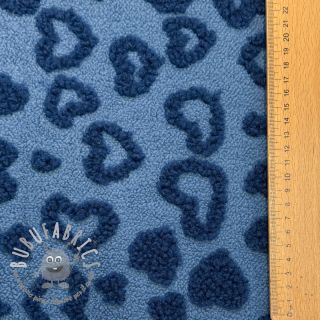 Tessuto per cappotti TEDDY Hearts jeans