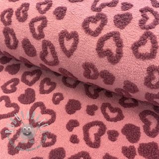 Tessuto per cappotti TEDDY Hearts old pink