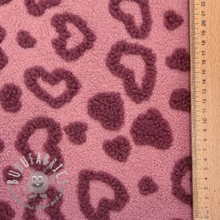 Tessuto per cappotti TEDDY Hearts old pink