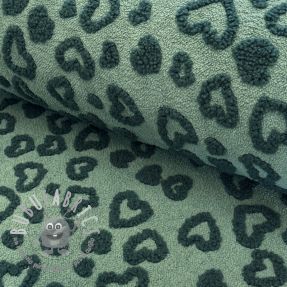 Tessuto per cappotti TEDDY Hearts old green