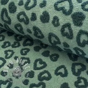 Tessuto per cappotti TEDDY Hearts old green
