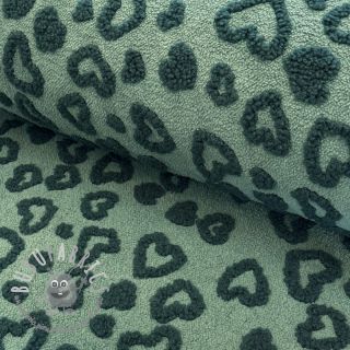 Tessuto per cappotti TEDDY Hearts old green