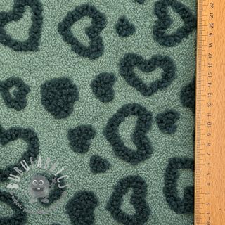 Tessuto per cappotti TEDDY Hearts old green