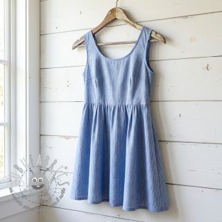 Tessuto di cotone YARN DYED Stripes LUREX blue
