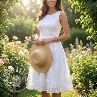 Tessuto di cotone EMBROIDERY Bellagio white