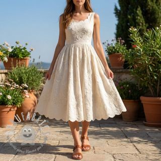 Tessuto di cotone EMBROIDERY Bellagio off white