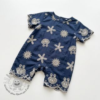 Tessuto di cotone EMBROIDERY Sea ornaments navy