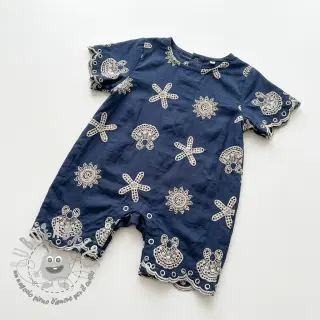 Tessuto di cotone EMBROIDERY Sea ornaments navy
