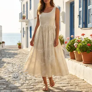 Tessuto di cotone VOILE EMBROIDERY Kokka natural