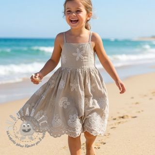 Tessuto di cotone EMBROIDERY Sea ornaments natural