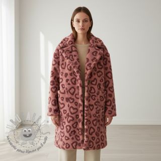 Tessuto per cappotti TEDDY Hearts old pink