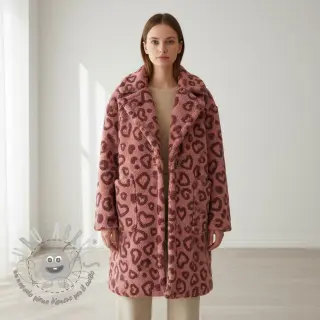 Tessuto per cappotti TEDDY Hearts old pink
