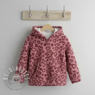 Tessuto per cappotti TEDDY Hearts old pink