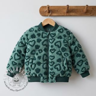 Tessuto per cappotti TEDDY Hearts old green