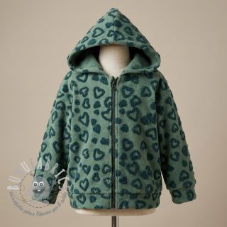 Tessuto per cappotti TEDDY Hearts old green