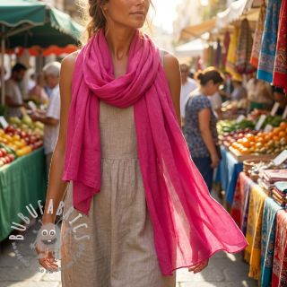 Tessuto in cotone e viscosa fuchsia