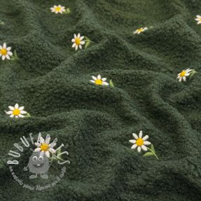 Tessuto per cappotti EMBROIDERY Little daisy green