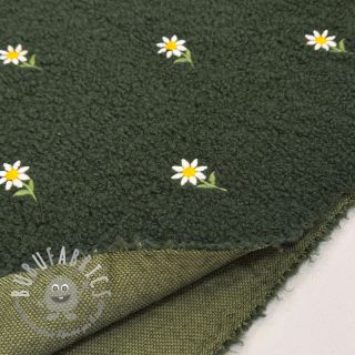 Tessuto per cappotti EMBROIDERY Little daisy green