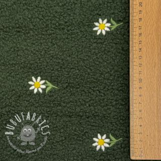 Tessuto per cappotti EMBROIDERY Little daisy green