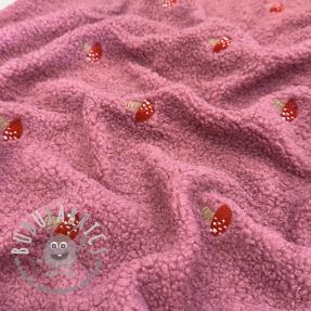 Tessuto per cappotti EMBROIDERY Little mushrooms pink