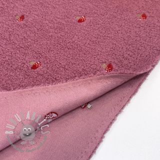 Tessuto per cappotti EMBROIDERY Little mushrooms pink
