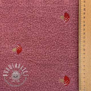 Tessuto per cappotti EMBROIDERY Little mushrooms pink