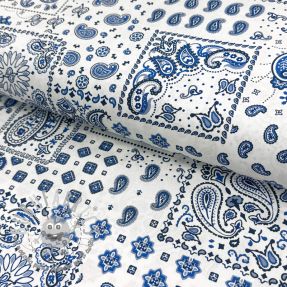 Tessuto di cotone Kansas blanc blue