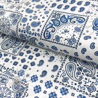 Tessuto di cotone Kansas blanc blue