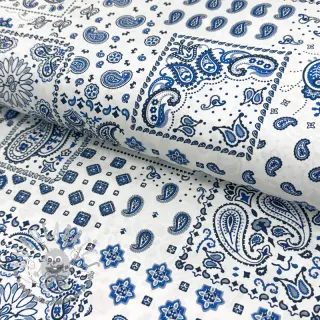 Tessuto di cotone Kansas blanc blue
