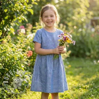 Tessuto di cotone con lino LUREX blue