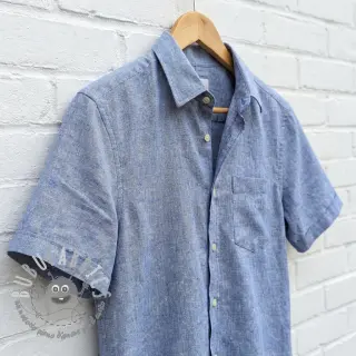 Tessuto di cotone con lino LUREX blue