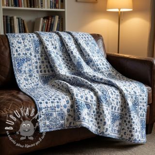 Tessuto di cotone Kansas blanc blue