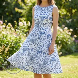 Tessuto di cotone Kansas blanc blue