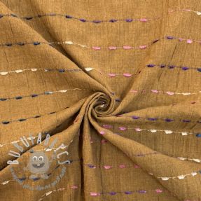Tessuto di cotone DOBBY CRINKLE Stripe camel