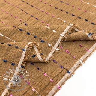 Tessuto di cotone DOBBY CRINKLE Stripe camel