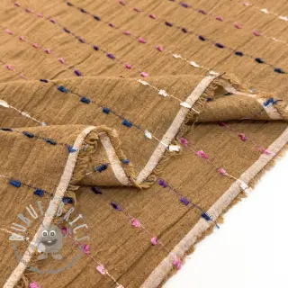 Tessuto di cotone DOBBY CRINKLE Stripe camel