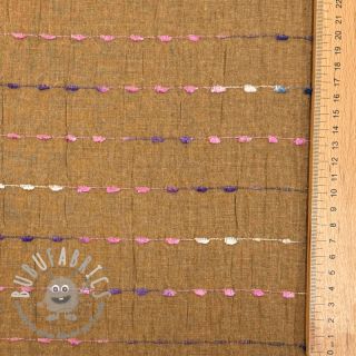 Tessuto di cotone DOBBY CRINKLE Stripe camel